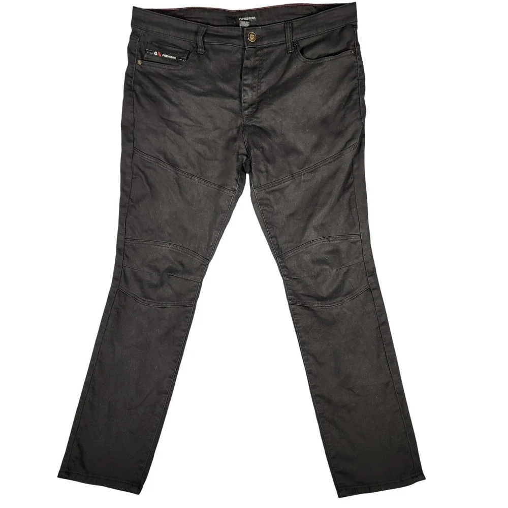 Fried Denim Moto Jeans Mens 38x32‎ Black Excellent Slim Fit Biker Pants